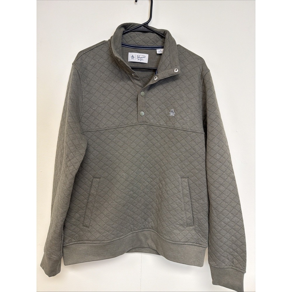 Original Penguin Men's Quilted Medium Quarter Snap Pullover Sweatshirt